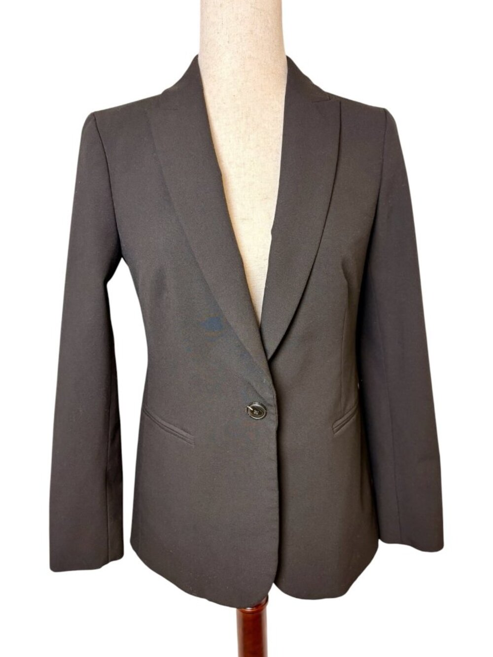 J.Crew Ruby Black One Button Stretch Blazer Polka Dot Lining Size 4